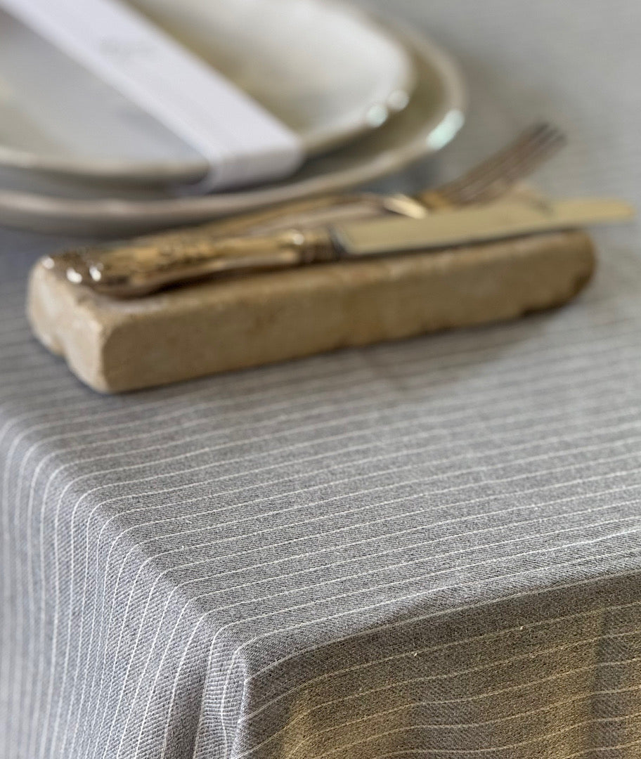 פשתן פסים אפור בהיר