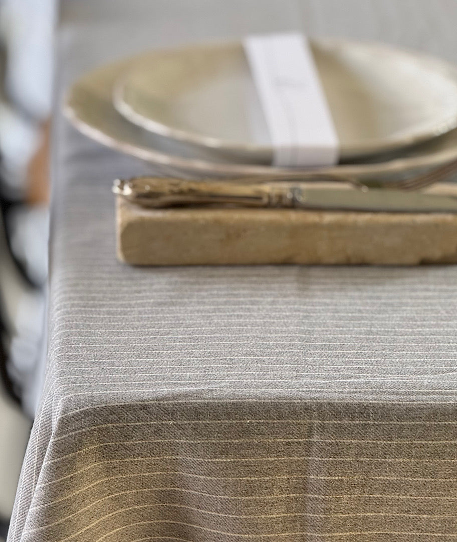 פשתן פסים אפור בהיר